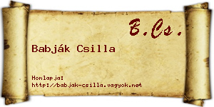 Babják Csilla névjegykártya